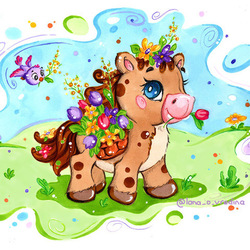Лошадка с цветами