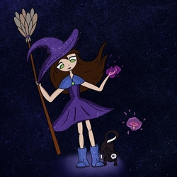 Ведьмочка и её котик.