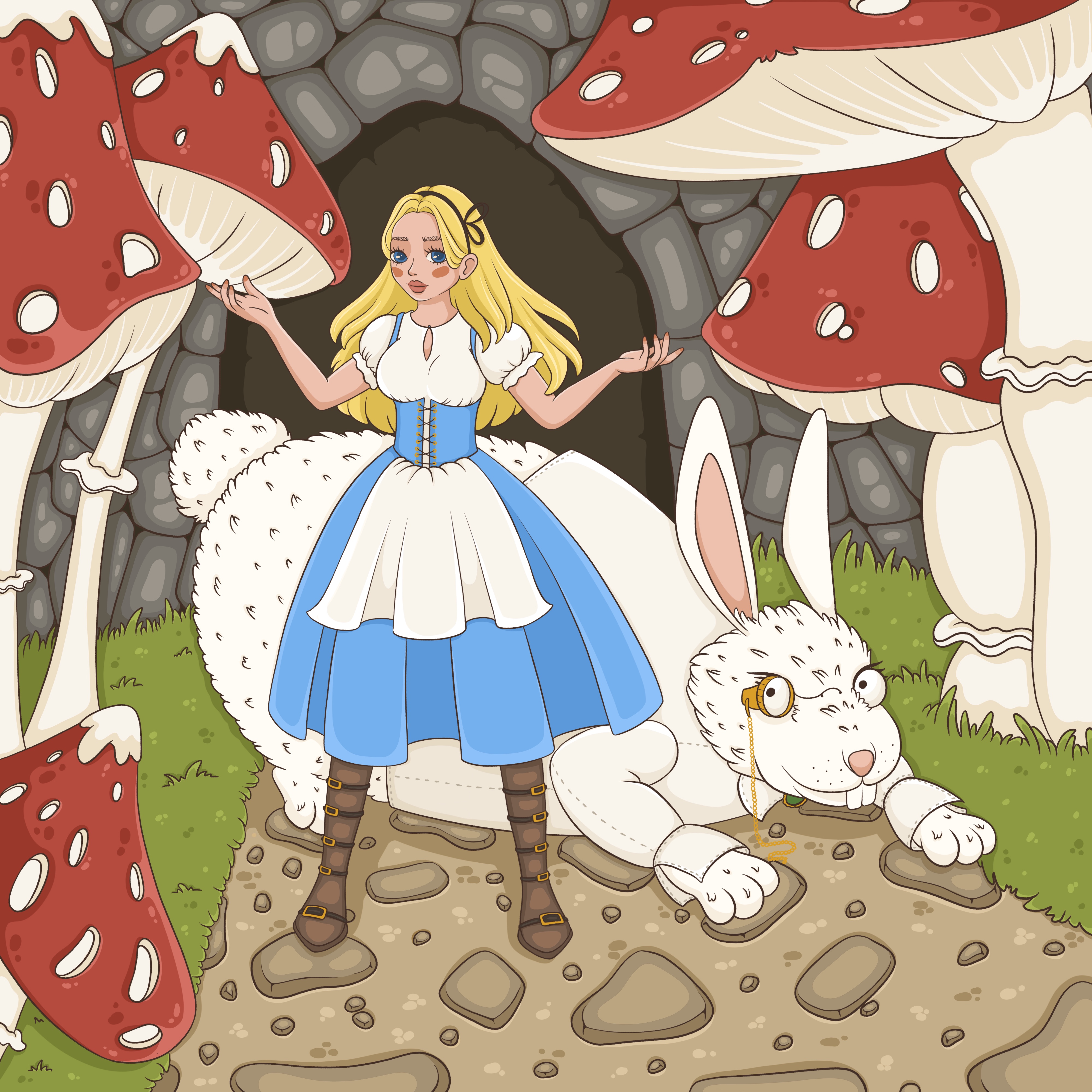 Иллюстрация Алиса в стране чу��ес, интерпретация. в стиле детский