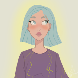 Девушка с голубым каре