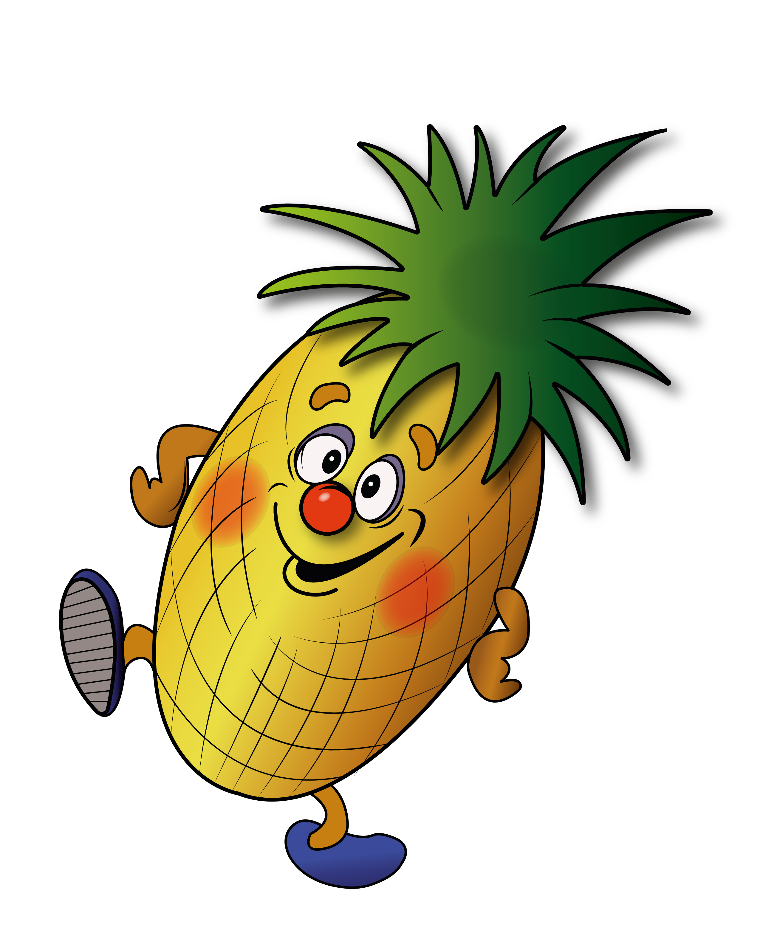 Иллюстрация персонаж ананас в стиле анимационный, детский, комикс