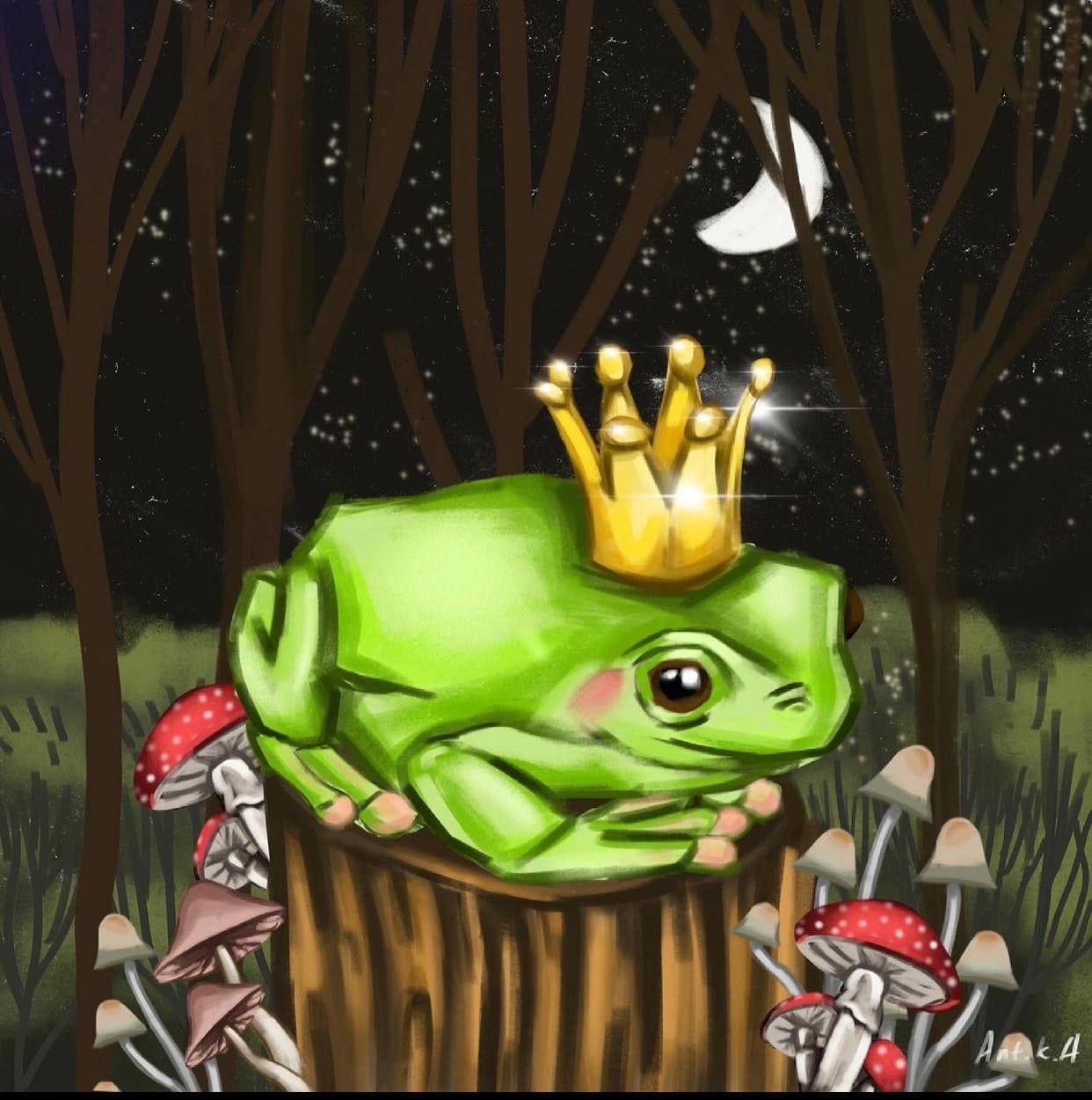 Иллюстрация Волшебная лягушка в стиле 2d, графика, компьютерная