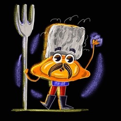 Character with fork