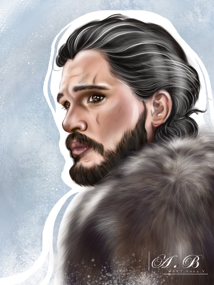 Иллюстрация Джон Сноу в стиле реализм | Illustrators.ru