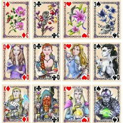 Иллюстрации для колоды карт в фэнтези стиле (люди, гномы, эльфы, орки)