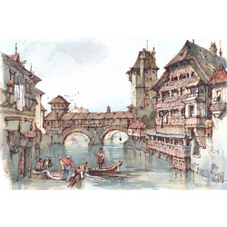 Нюрнберг, мост Хенкерштег, около 1835 год.