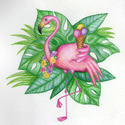 Серия иллюстраций "Тропическая птичка"