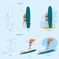 Surfer girls sketch