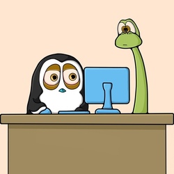 Пингвин за компьютером 