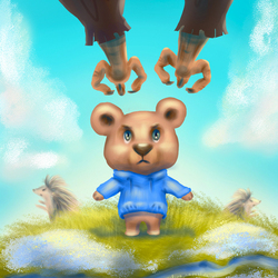 Иллюстрация к сказке "Отважный медвежонок", автор Галина Попова