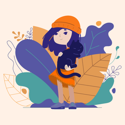 Иллюстрация девочки раскрашенной в стиле триады