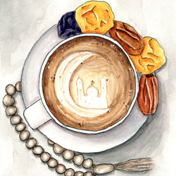 чашка кофе с сухофруктами