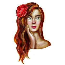 Портрет рыжеволосой девушки.