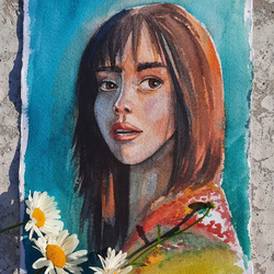 girl with daisies