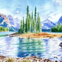 Пейзаж с горным озером