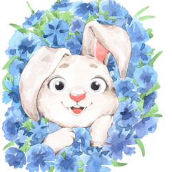 cute bunny in flowers