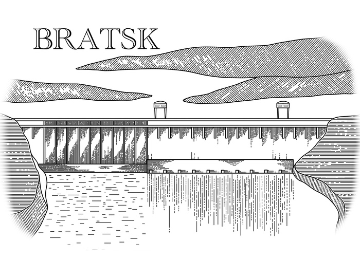 Плотина рисунок. Dam illustration.