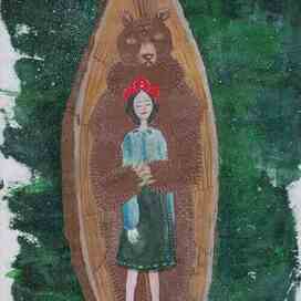 Девочка и медведь в лодке