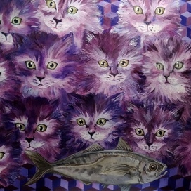 Аппетитная рыбка в фиолетовом мире
