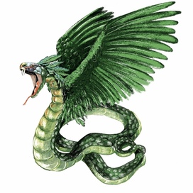 Quelzalcoatl is a feathered serpent of Aztec mythology.