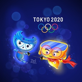 Серия иллюстраций с персонажем Аксион к Олимпиаде Токио 2020