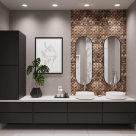 Оформление санузла с деревянными блоками