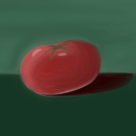 Tomato on a green background