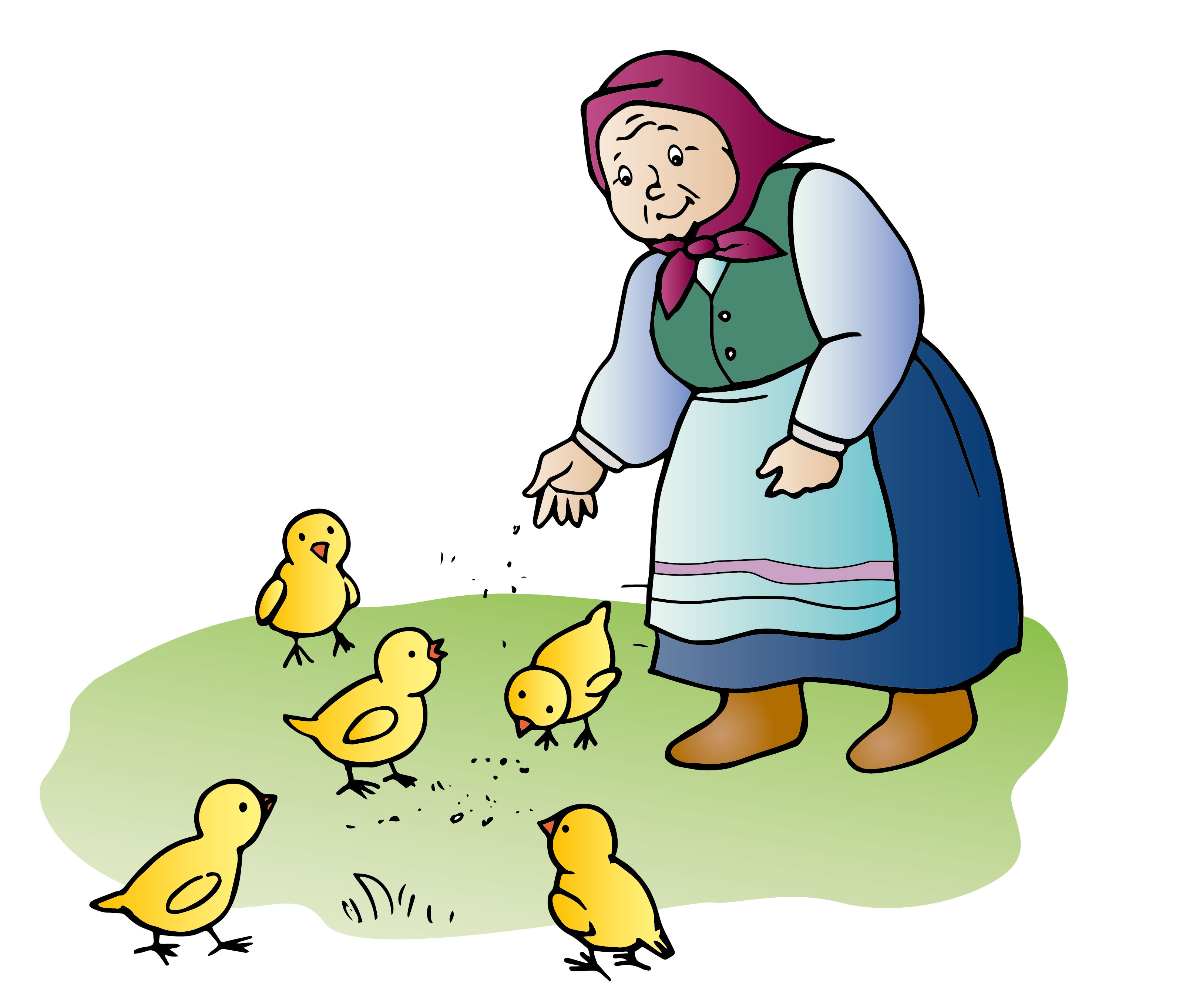 Дети кормят цыплят. Бабушка с курочкой. Бабушка с цыплятами. Бабушка зовет цыплят для детей. Курица с цыплятами рисунок.