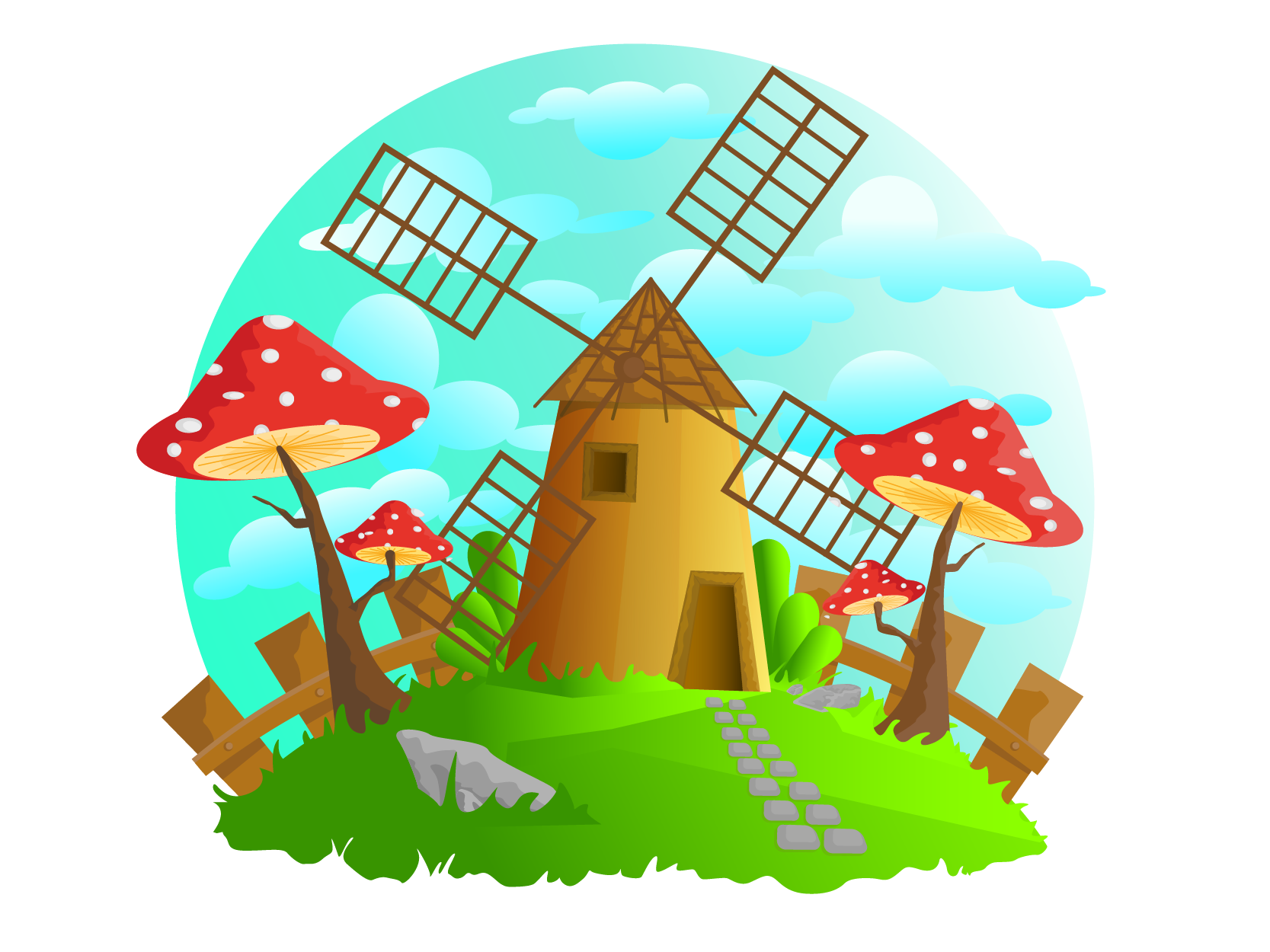 Иллюстрация мельница | Illustrators.ru