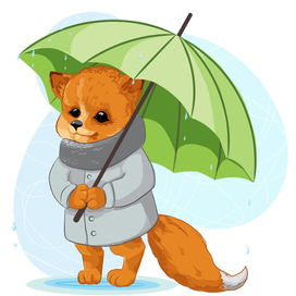 лис под зонтом