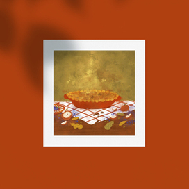 Яблочный пирог открытка фуд-иллюстрация