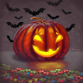 Pumpkin, Halloween, Spooky, bats