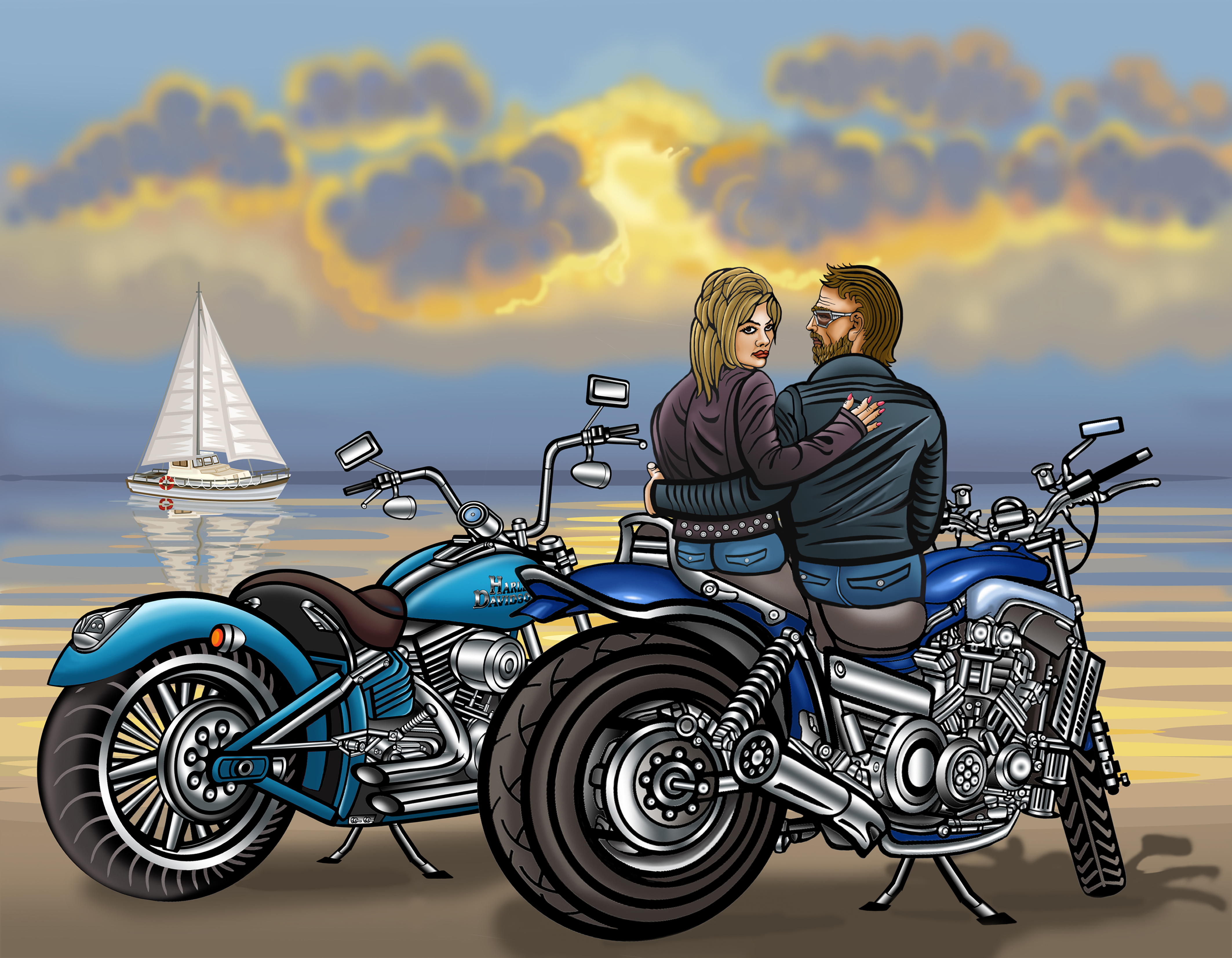 Мотоциклист в иллюстраторе