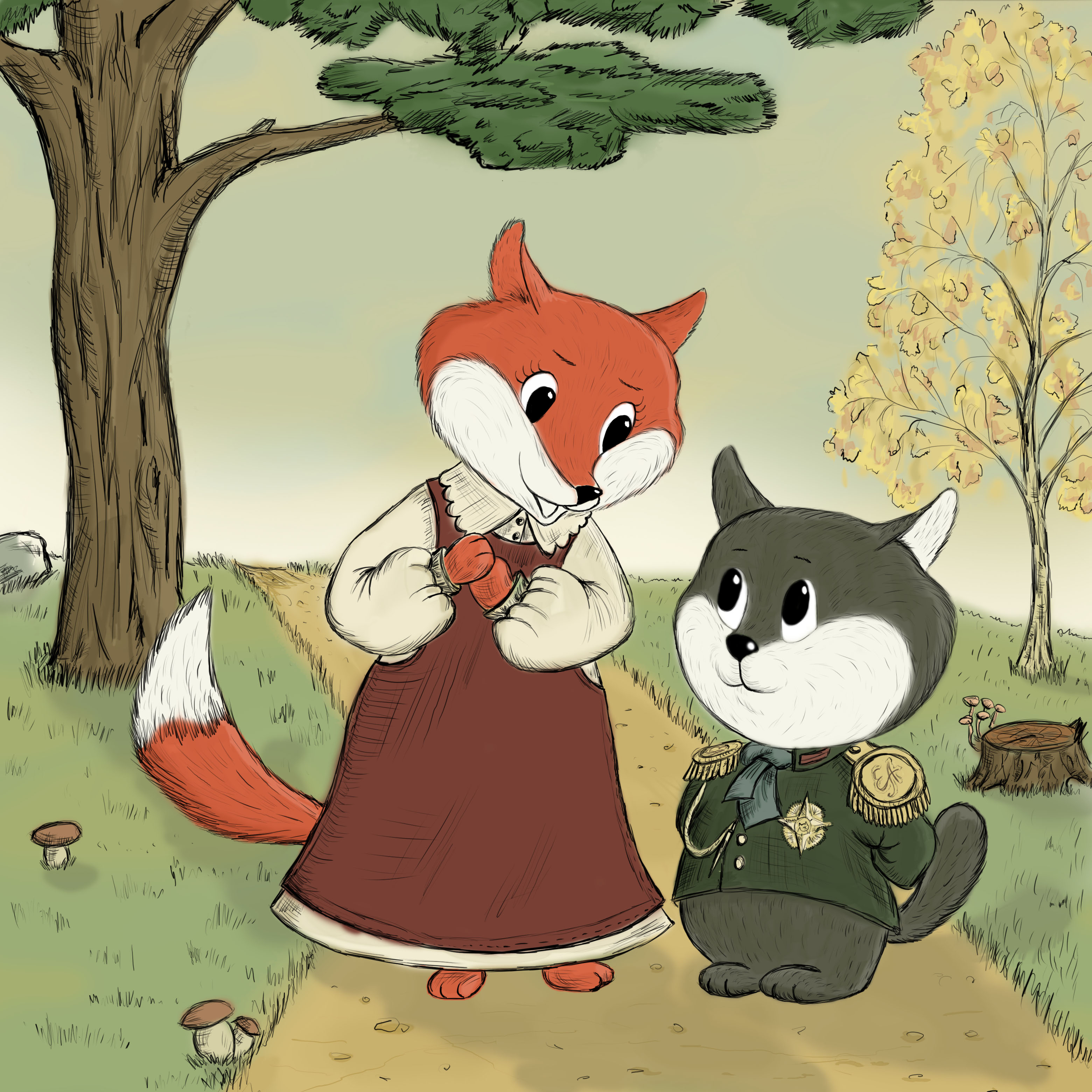 кот и лиса