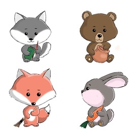 кот медведь лиса заяц