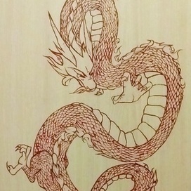 Красный дракон на шкафе акрилом