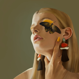 Лето, девушка, бабочка.