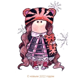 Новогодняя открытка куколка