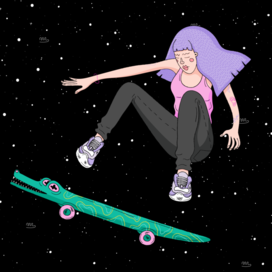 Девушка на кроко-скейте