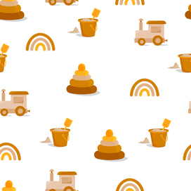 Seamless pattern with woody kids toys