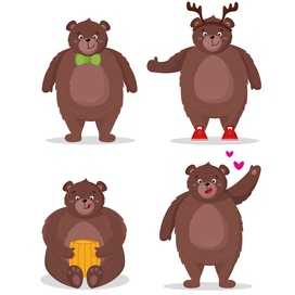 Set of bears in cartoon style