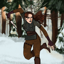 Воительница в зимнем лесу