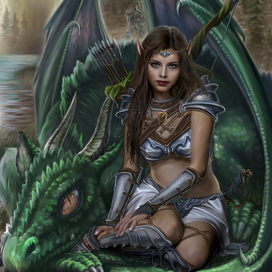 Эльфийка и дракончик