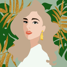 Девушка с пальмовыми листьями
