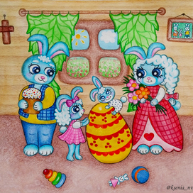 Семья пасхальных кроликов