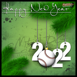 Иллюстрация С Новым Годом. 2022 и бейсбольный мяч