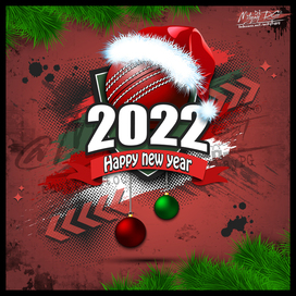 Иллюстрация С Новым Годом. 2022 и мяч для крикета