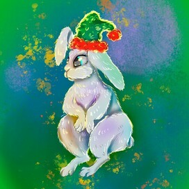 Заяц в новогодней шапке