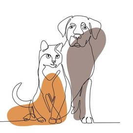 Dog and cat oneline illustration