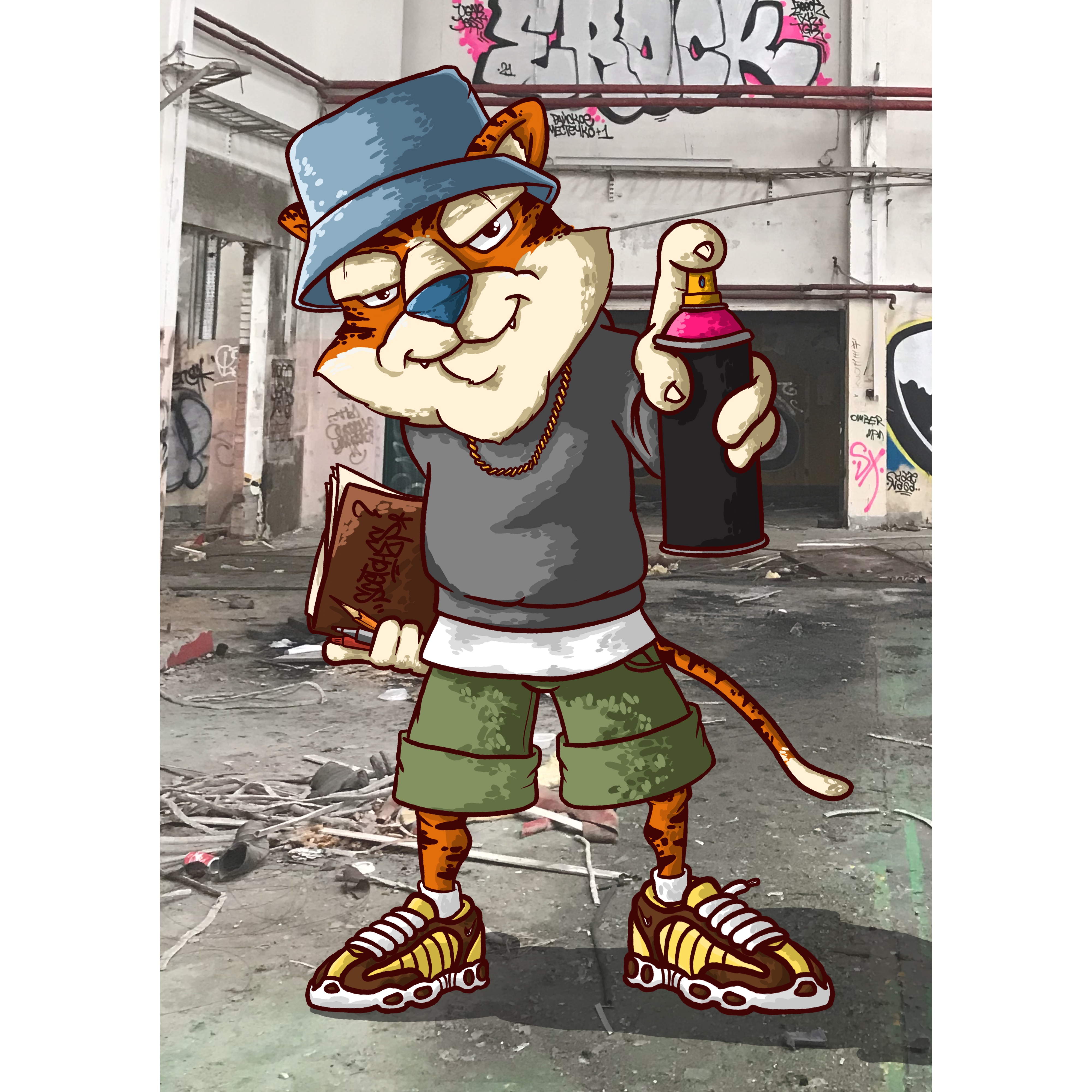 Иллюстрация Тигр в стиле graffiti, комикс, персонажи |